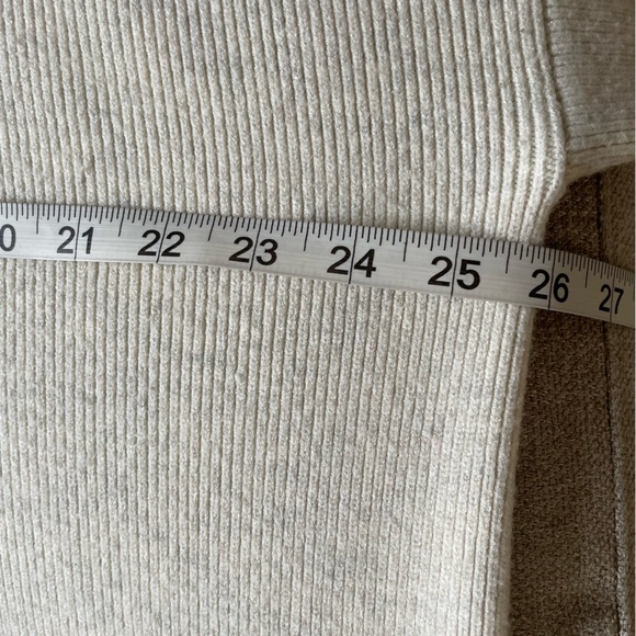 CAbi Lux Oatmeal Cowl Neck Cropped Length Tapered Sleeve Drop Shoulder Sweater - Picture 10 of 12